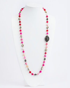 ps 348 savvie pink and brown precious stones necklace savvie boutique custom made jewelry lagos