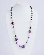 savvie silver chain neckpiece with purple ball beads savvie boutique custom made jewelry lagos