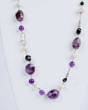 savvie silver chain neckpiece with purple ball beads savvie boutique custom made jewelry lagos nigeria
