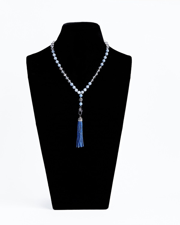 savvie nk844 grey clear bead with tassle necklace savvie womens boutique jewelry womens boutique lagos ikoyi nigeria
