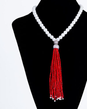 savvie ps304 one strand white pearl with red savvie boutique jewelry lagos ikoyi