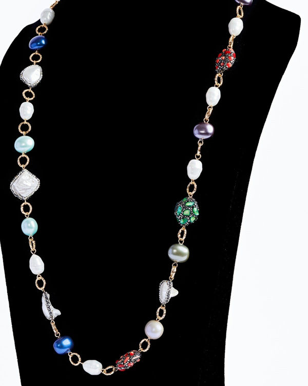 savvie ps329 gold chain with multicoloured stones savvie womens boutique jewelry womens boutique lagos ikoyi nigeria
